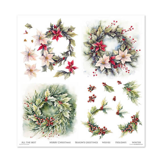 ITD COLLECTION Setz 11Stk 30x30cm Scrapbooking Papier - Winter Wreath Winterkranz 