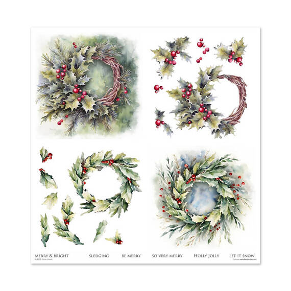 ITD COLLECTION Setz 11Stk 30x30cm Scrapbooking Papier - Winter Wreath Winterkranz 