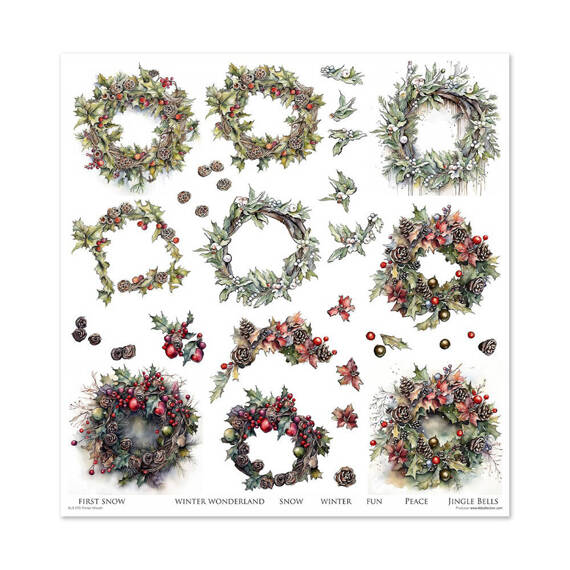 ITD COLLECTION Setz 11Stk 30x30cm Scrapbooking Papier - Winter Wreath Winterkranz 