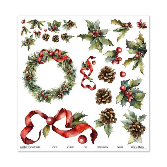 ITD COLLECTION Setz 11Stk 30x30cm Scrapbooking Papier - Winter Wreath Winterkranz 