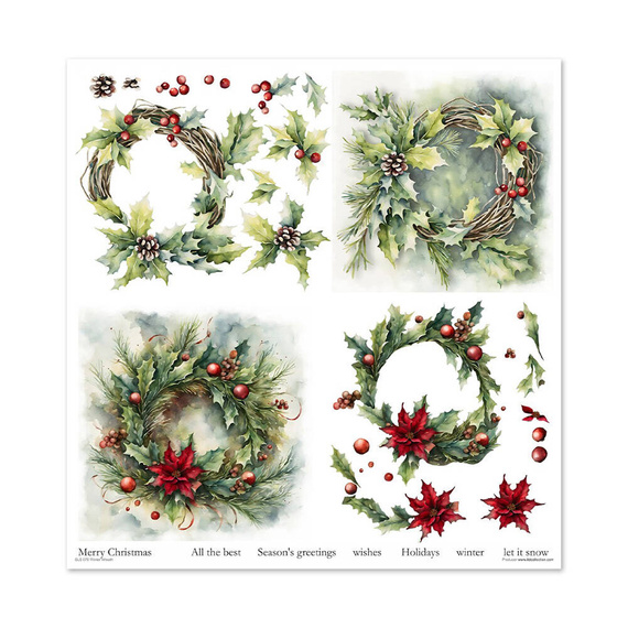 ITD COLLECTION Setz 11Stk 30x30cm Scrapbooking Papier - Winter Wreath Winterkranz 