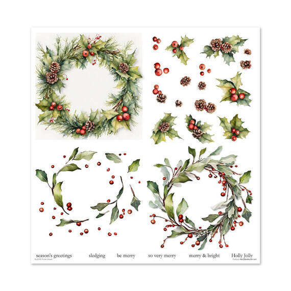 ITD COLLECTION Setz 11Stk 30x30cm Scrapbooking Papier - Winter Wreath Winterkranz 