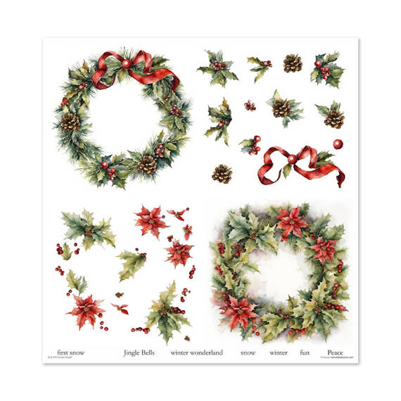 ITD COLLECTION Setz 11Stk 30x30cm Scrapbooking Papier - Winter Wreath Winterkranz 