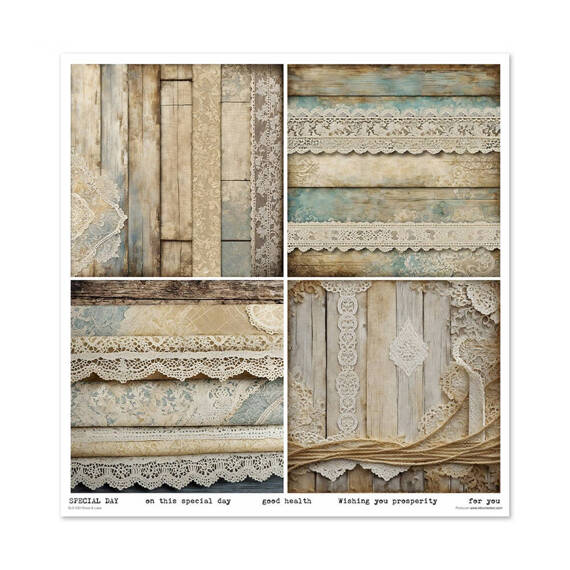 ITD COLLECTION Setz 11Stk 30x30cm Scrapbooking Papier - Wood & lace