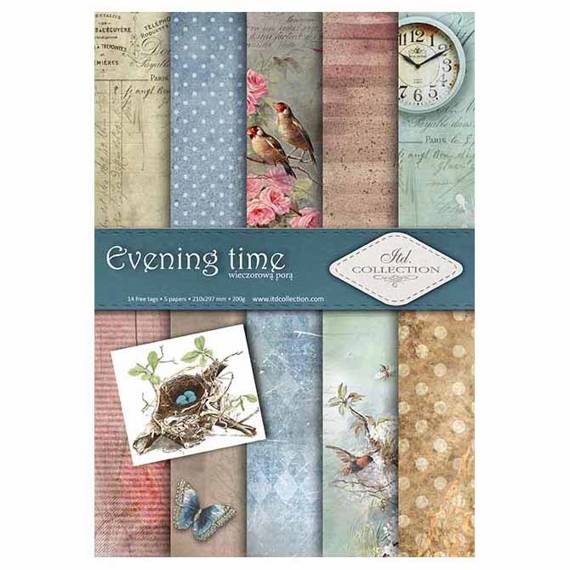 ITD COLLECTION Setz 5Stk 21x30cm Scrapbooking Papier - Evening time