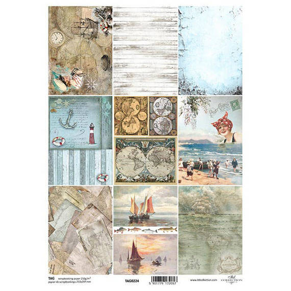 ITD Etikettenset SCRAPBOOKING TAG-224 maritime Motive 