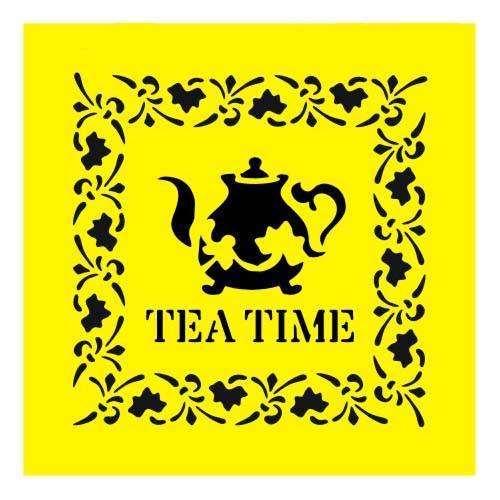 ITD Mixed Media Schablone STENCIL für Decoupage Scrapbooking 16x16, ST0065 Tea Time