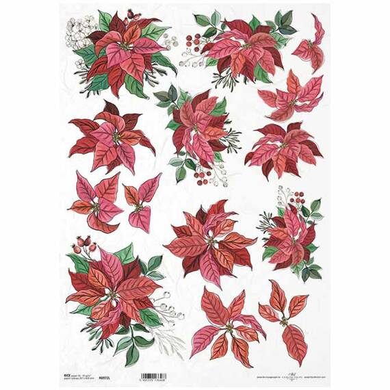 ITD Reispapier Decoupage Bastelpapier A3 0972L Weihnachtsstern