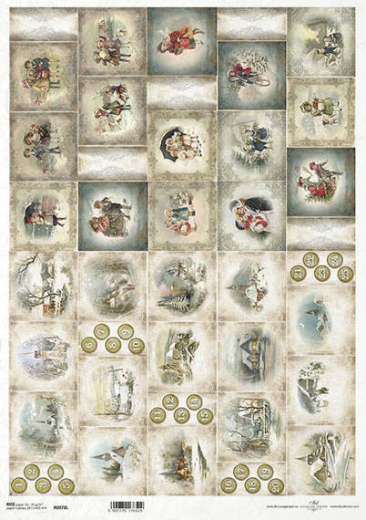 ITD Reispapier Decoupage Bastelpapier A3 0978L vintage, Adventskalender