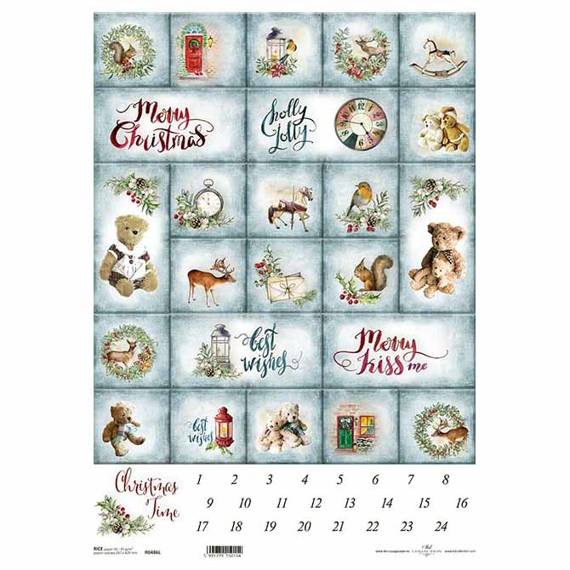 ITD Reispapier Decoupage Bastelpapier A3 Weihnachts-Elemente 0486L