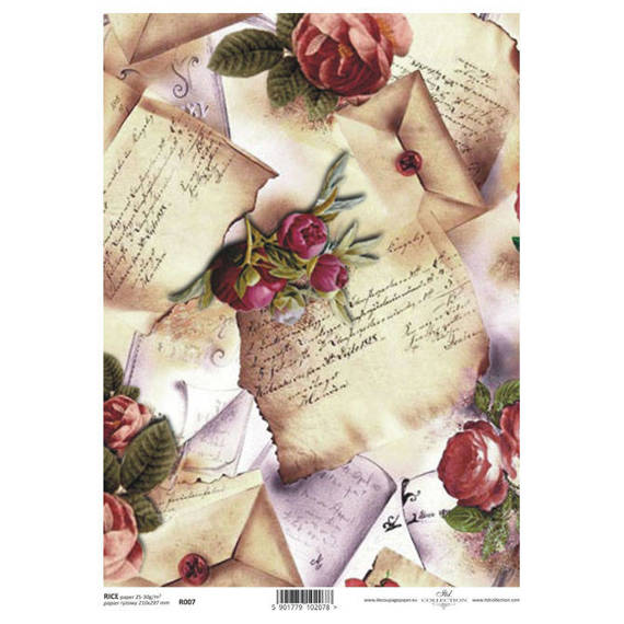 ITD Reispapier Decoupage Bastelpapier, Buchstaben Blumen R0007