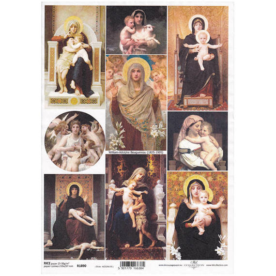 ITD Reispapier Decoupage Bastelpapier Serviettentechnik-R1890 Bildnisse der Jungfrau Maria