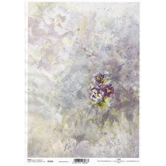 ITD Reispapier Decoupage Bastelpapier Serviettentechnik-R2206 Stiefmütterchen Blumen