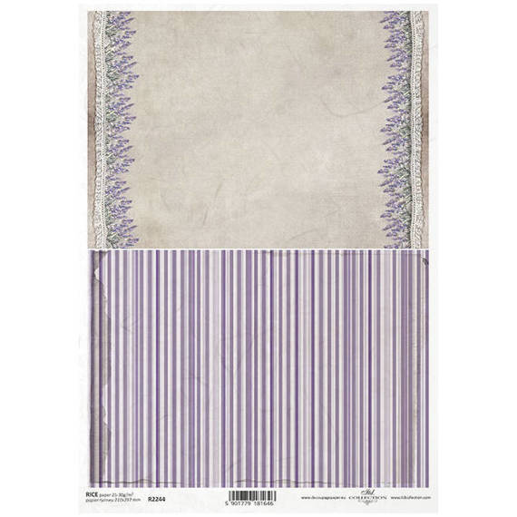 ITD Reispapier Decoupage Bastelpapier Serviettentechnik-R2244 gestreift, lavendel