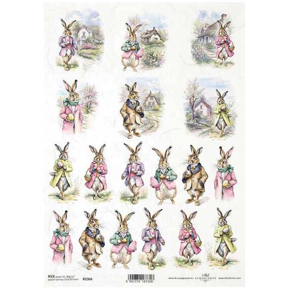 ITD Reispapier Decoupage Bastelpapier Serviettentechnik-R2366 lustige Osterhasen