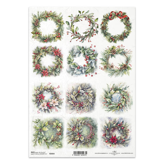 ITD Reispapier Decoupage Bastelpapier Serviettentechnik-R2454 Weihnachtliche Wintergirlanden