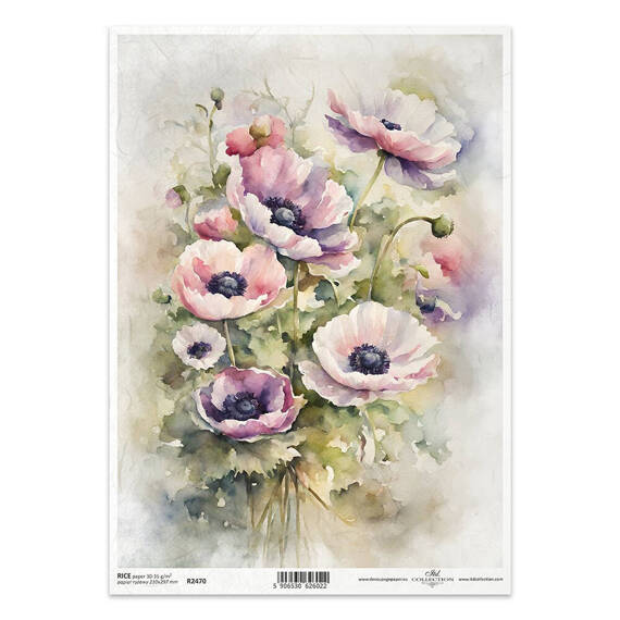 ITD Reispapier Decoupage Bastelpapier Serviettentechnik-R2470 Mohnblumen