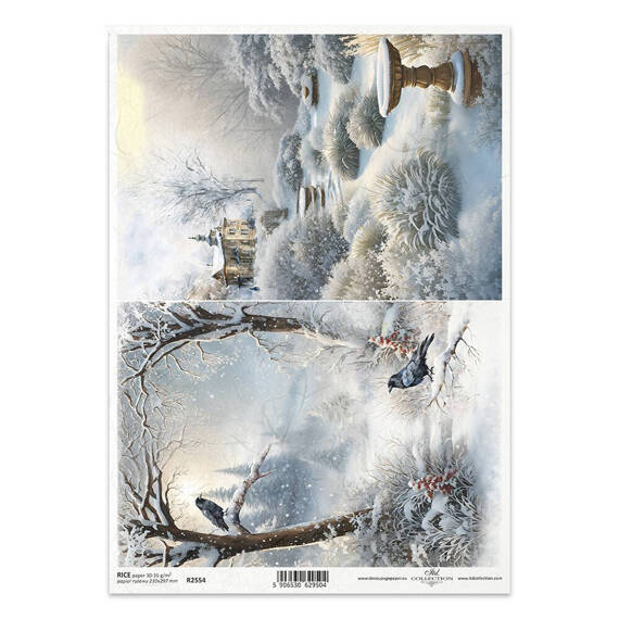 ITD Reispapier Decoupage Bastelpapier Serviettentechnik-R2554 Winterschneevögel