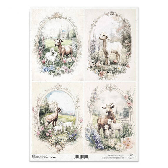 ITD Reispapier Decoupage Bastelpapier Serviettentechnik-R2571 Ziegen Ziegen