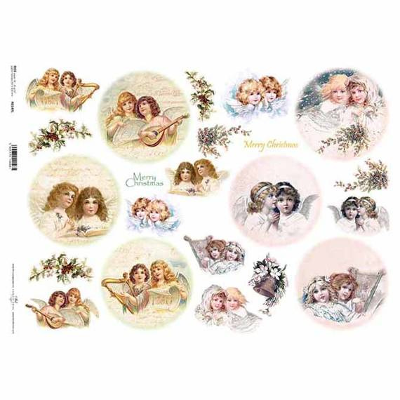 ITD Reispapier Decoupage Bastelpapier Serviettentechnik-R349L - A3 Weihnachtsengel