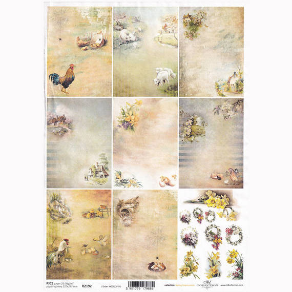 ITD Reispapier Decoupage Bastelpapier Softpapier Serviettentechnik, Blumen, Blick aufs Land R2192