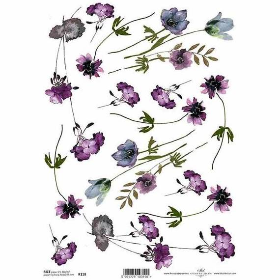 ITD Reispapier Decoupage Bastelpapier Softpapier Serviettentechnik, Blumen R118