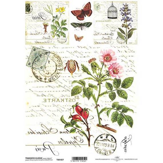 ITD Reispapier Decoupage Bastelpapier Softpapier Serviettentechnik, Blumen T60-027