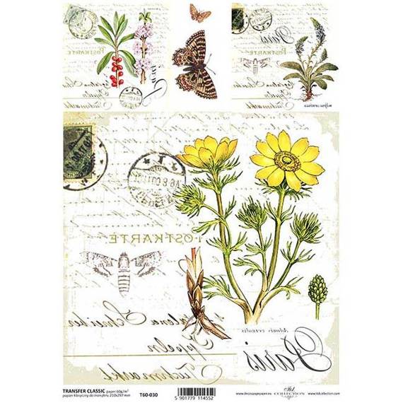 ITD Reispapier Decoupage Bastelpapier Softpapier Serviettentechnik, Blumen T60-030