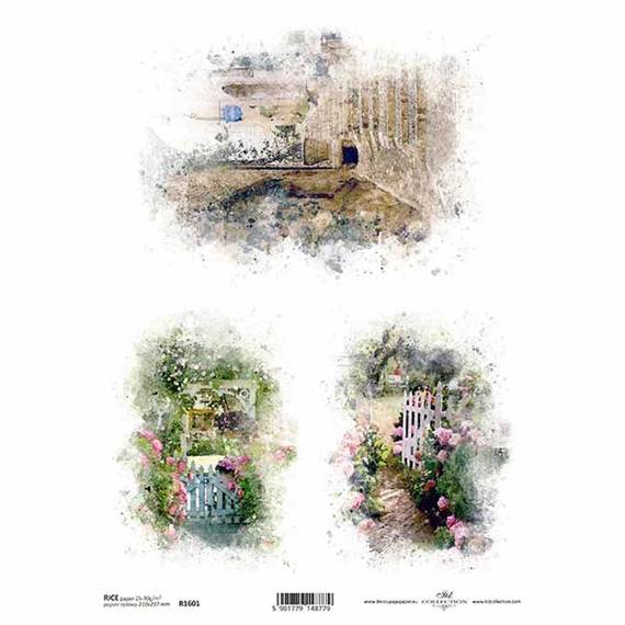 ITD Reispapier Decoupage Bastelpapier Softpapier Serviettentechnik, Garten R1601