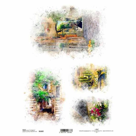 ITD Reispapier Decoupage Bastelpapier Softpapier Serviettentechnik, Garten R1602