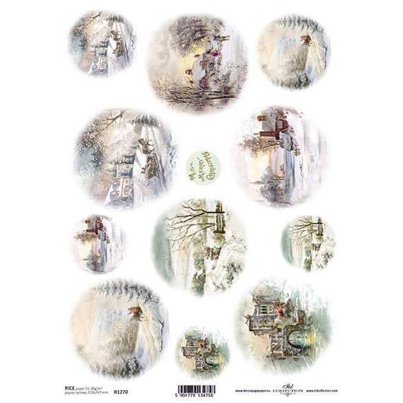 ITD Reispapier Decoupage Bastelpapier Softpapier Serviettentechnik, Landschaft R1270