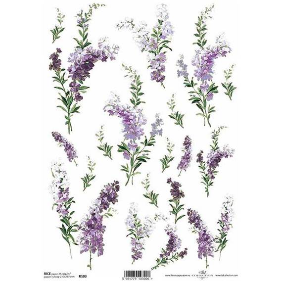 ITD Reispapier Decoupage Bastelpapier Softpapier Serviettentechnik, Lavendel R0103