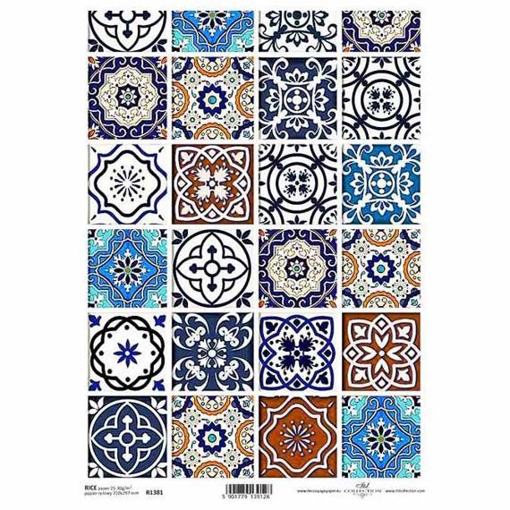 ITD Reispapier Decoupage Bastelpapier Softpapier Serviettentechnik, Mosaik R1381