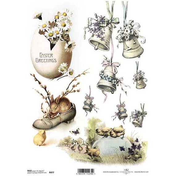 ITD Reispapier Decoupage Bastelpapier Softpapier Serviettentechnik, Ostern R477