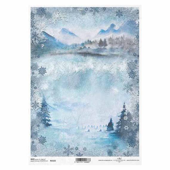 ITD Reispapier Decoupage Bastelpapier Softpapier Serviettentechnik, R1522 Wintergebirgscollage