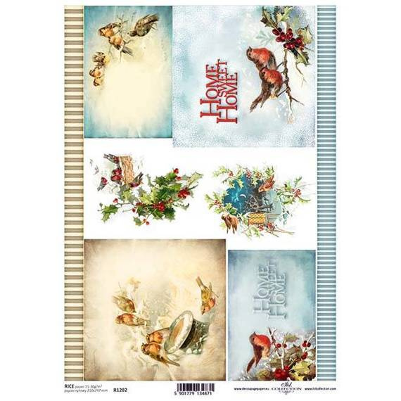 ITD Reispapier Decoupage Bastelpapier Softpapier Serviettentechnik, Vögel R1282