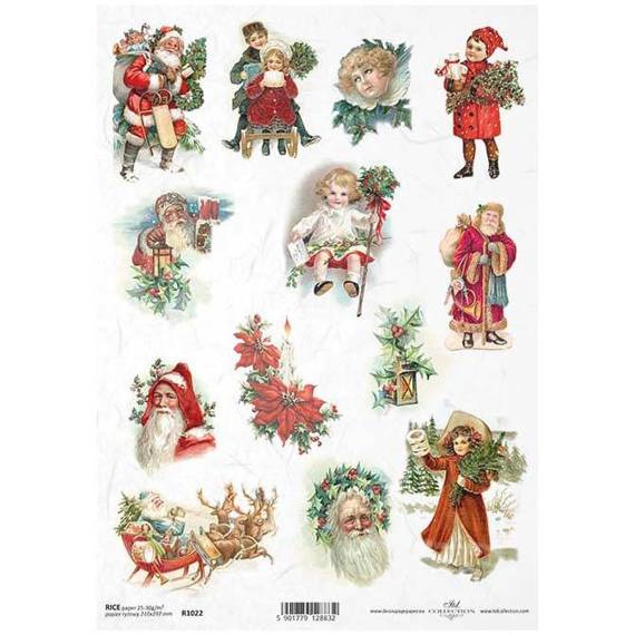 ITD Reispapier Decoupage Bastelpapier Softpapier, Weihnachten Kinder Nikolaus R1022