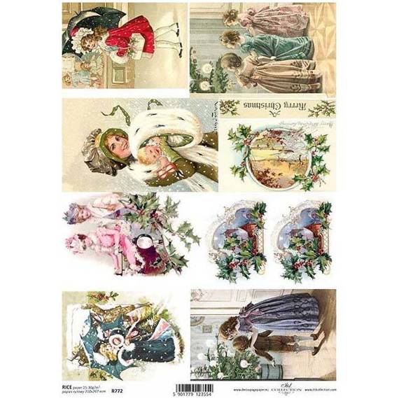 ITD Reispapier Decoupage Bastelpapier Softpapier, Weihnachten Kinder R0772