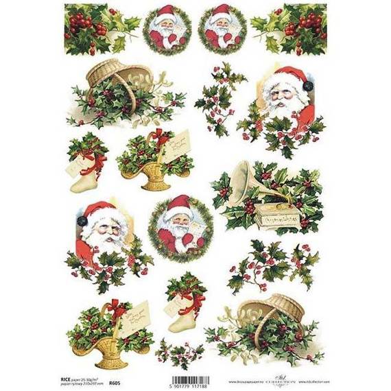 ITD Reispapier Decoupage Bastelpapier Softpapier, Weihnachten Nikolaus R0605