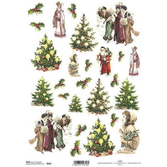 ITD Reispapier Decoupage Bastelpapier Softpapier, Weihnachten Weihnachtsbaum R0603