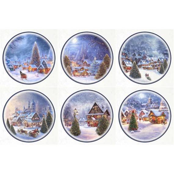 ITD Reispapier Decoupage SET Bastelpapier, rahmen vintage zeichen winter RSM060 