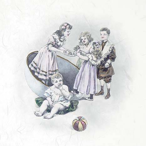 ITD Reispapier Decoupage SET Bastelpapier, vintage, kinder, ostern, eier, hasen, vögel RSM069