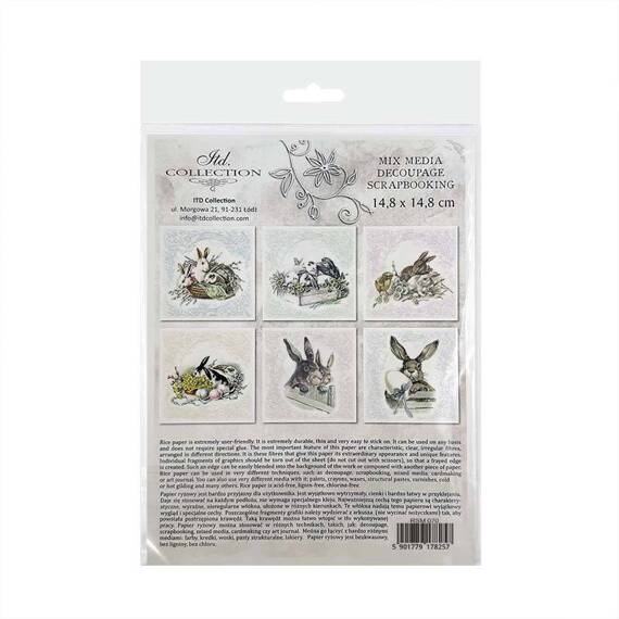 ITD Reispapier Decoupage SET Bastelpapier, vintage, osterhasen RSM070