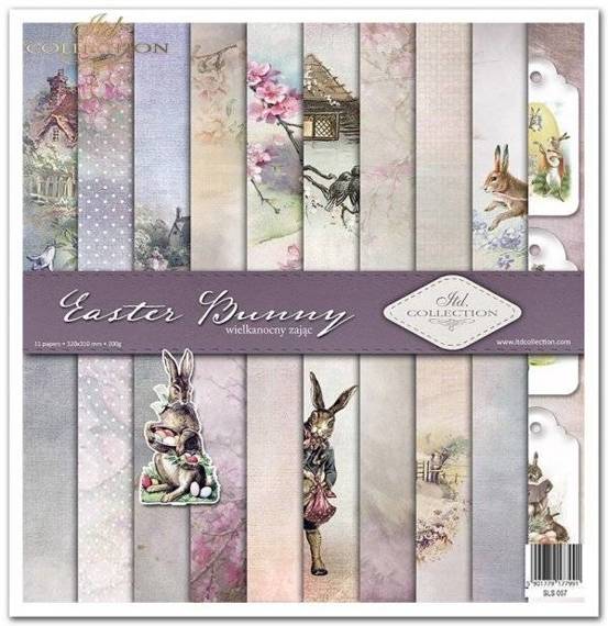 ITD Set 11 Stk 31x32cm einseitig Scrapbooking Papier 200g, Easter Bunny