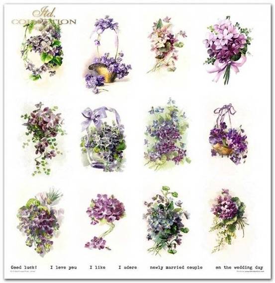 ITD Set 11 Stk 31x32cm einseitig Scrapbooking Papier 200g, Flower Post Violet