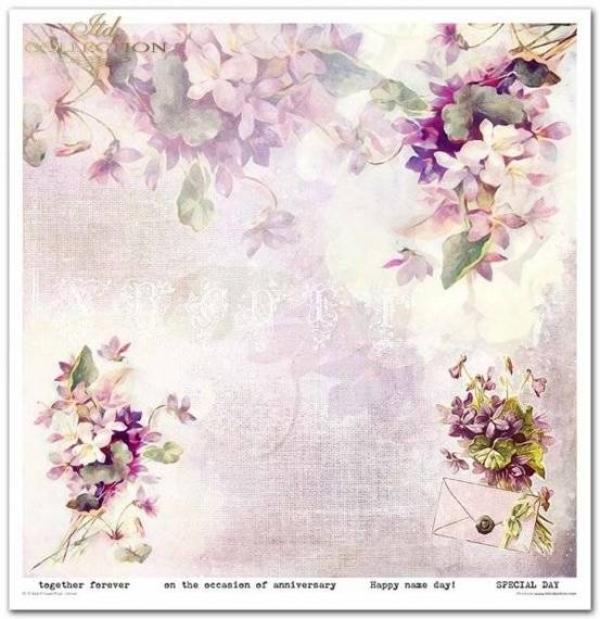 ITD Set 11 Stk 31x32cm einseitig Scrapbooking Papier 200g, Flower Post Violet