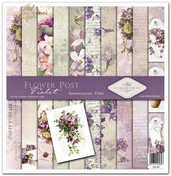 ITD Set 11 Stk 31x32cm einseitig Scrapbooking Papier 200g, Flower Post Violet