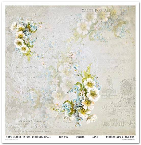 ITD Set 11 Stk 31x32cm einseitig Scrapbooking Papier 200g, Flower Post - White