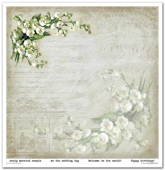 ITD Set 11 Stk 31x32cm einseitig Scrapbooking Papier 200g, Flower Post - White