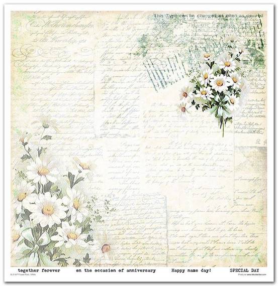 ITD Set 11 Stk 31x32cm einseitig Scrapbooking Papier 200g, Flower Post - White